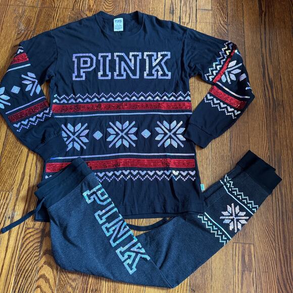 Victoria's Secret Pink Tops - Vs Pink Bling Christmas Set XS